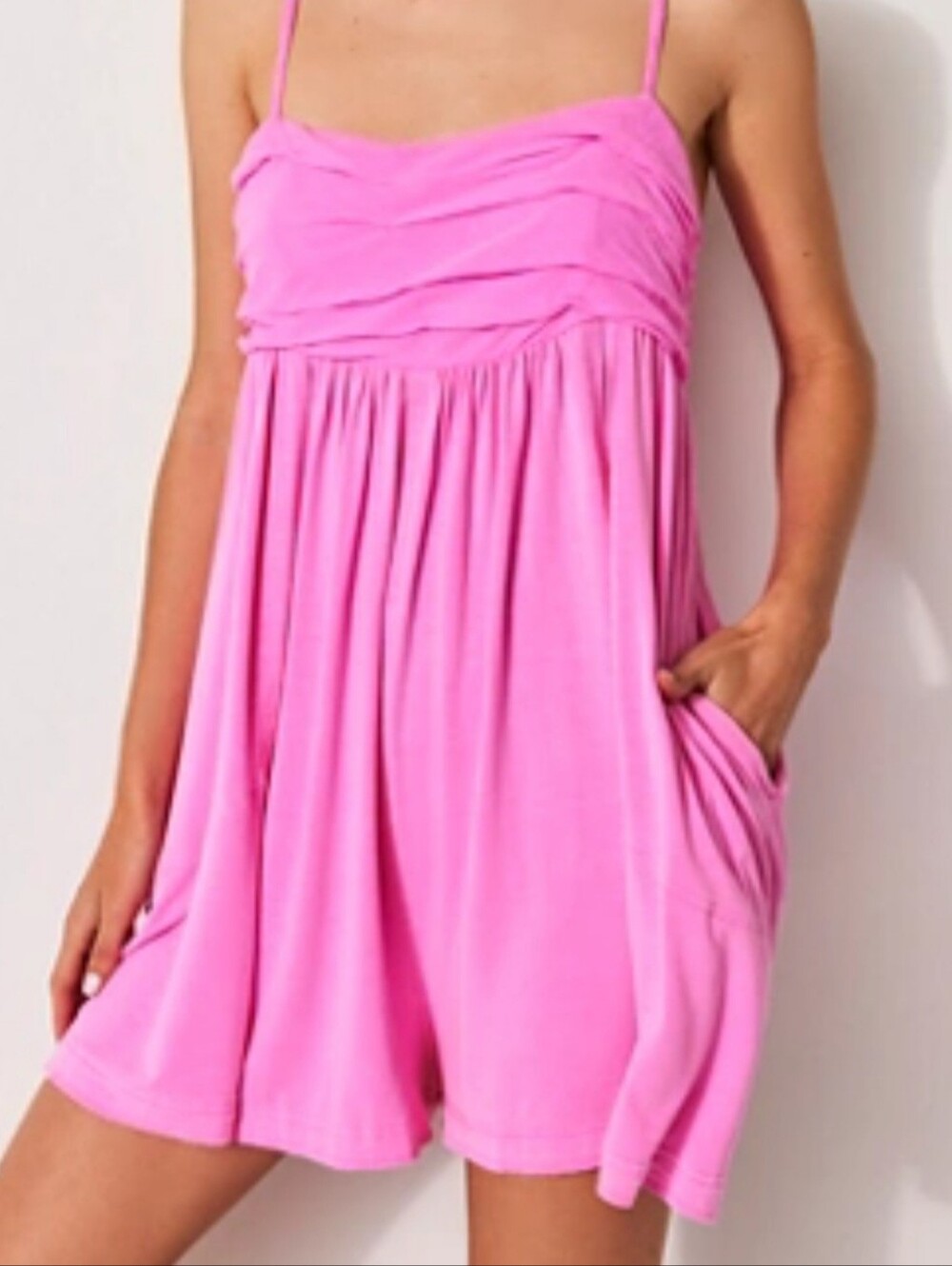 Freepeople Women’s Pink Spaghetti-Strap Sleep Romper